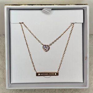 Nwt Michael Kors Rose Gold Bar Pendant 